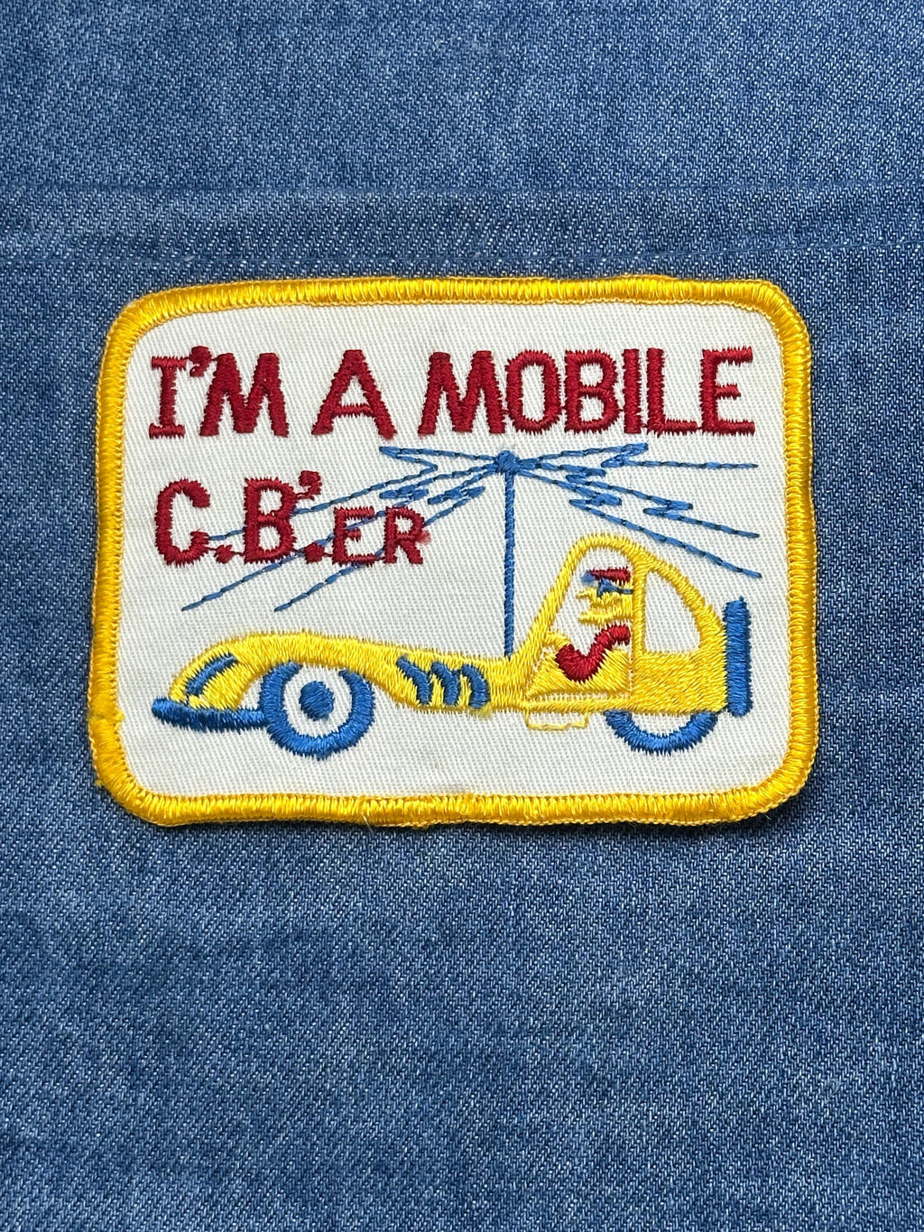 Im A Mobile CBer Patch: Yellow Border - Retro Radio Accessory