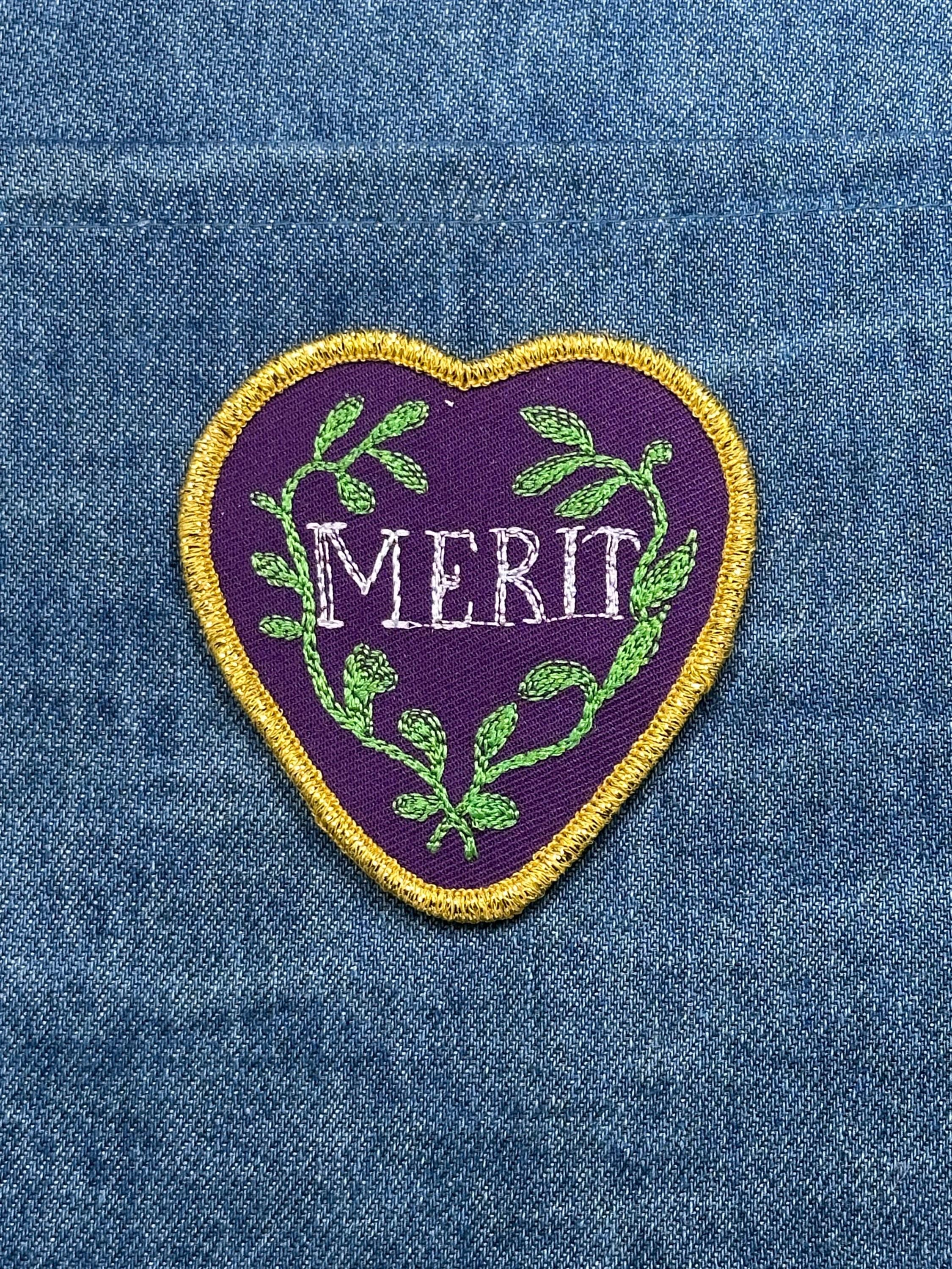 Merit Heart Patch: Purple & Gold Floral - Vintage Award Accessory