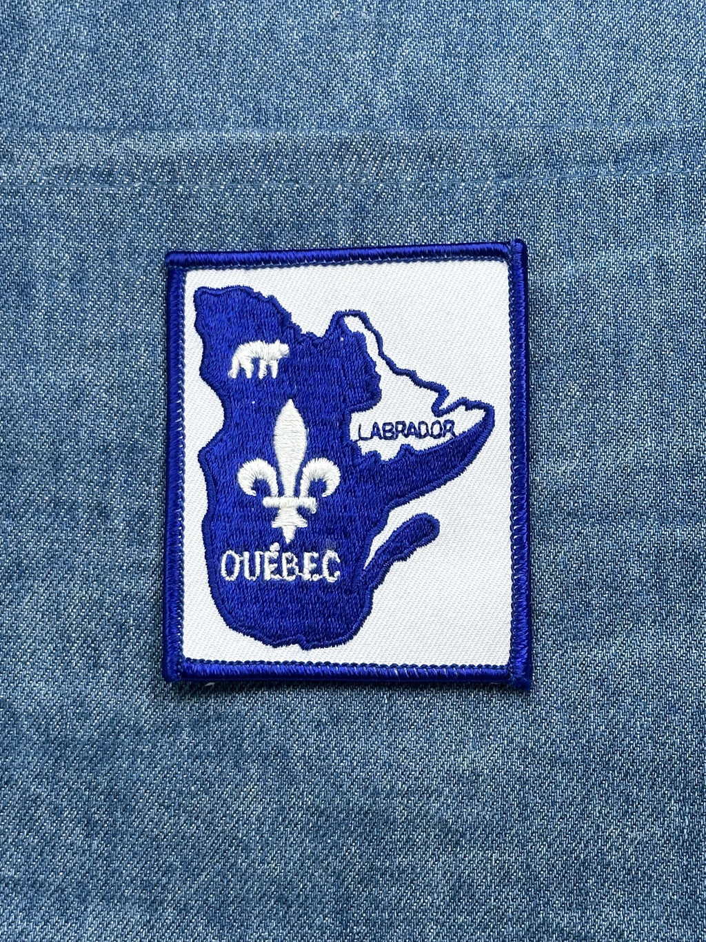 Quebec Labrador Map Patch: Blue & White - Canada Souvenir Accessory