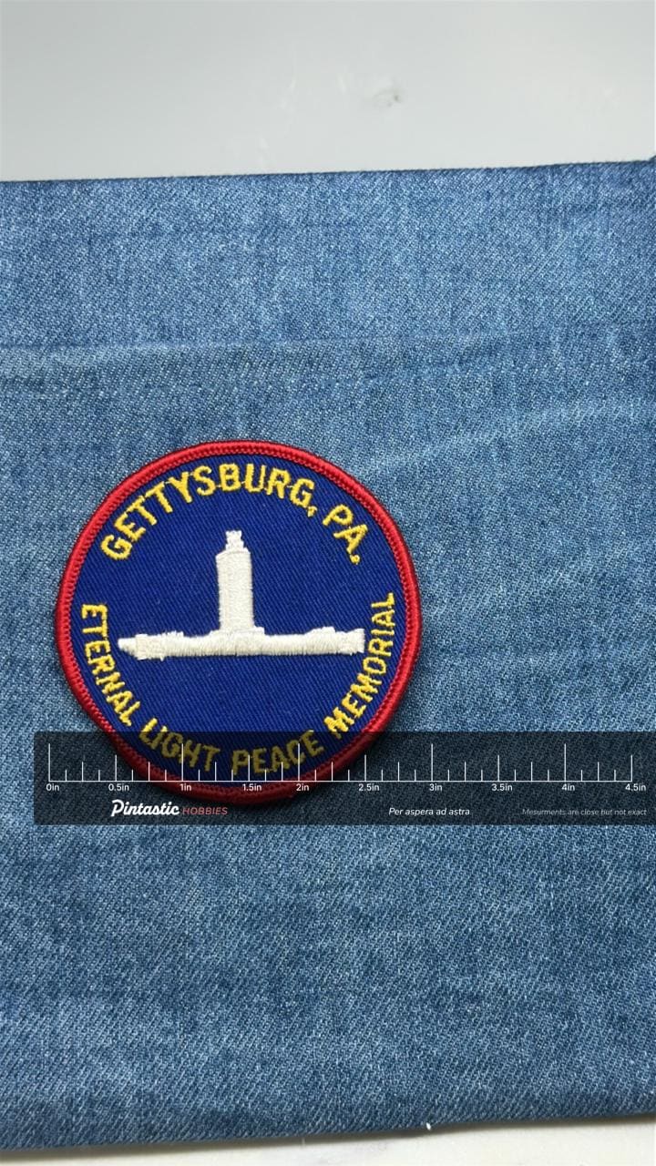 Gettysburg PA Eternal Light Peace Memorial Patch: Red Border - Historic Battlefield Accessory with ruler overlay for size ref