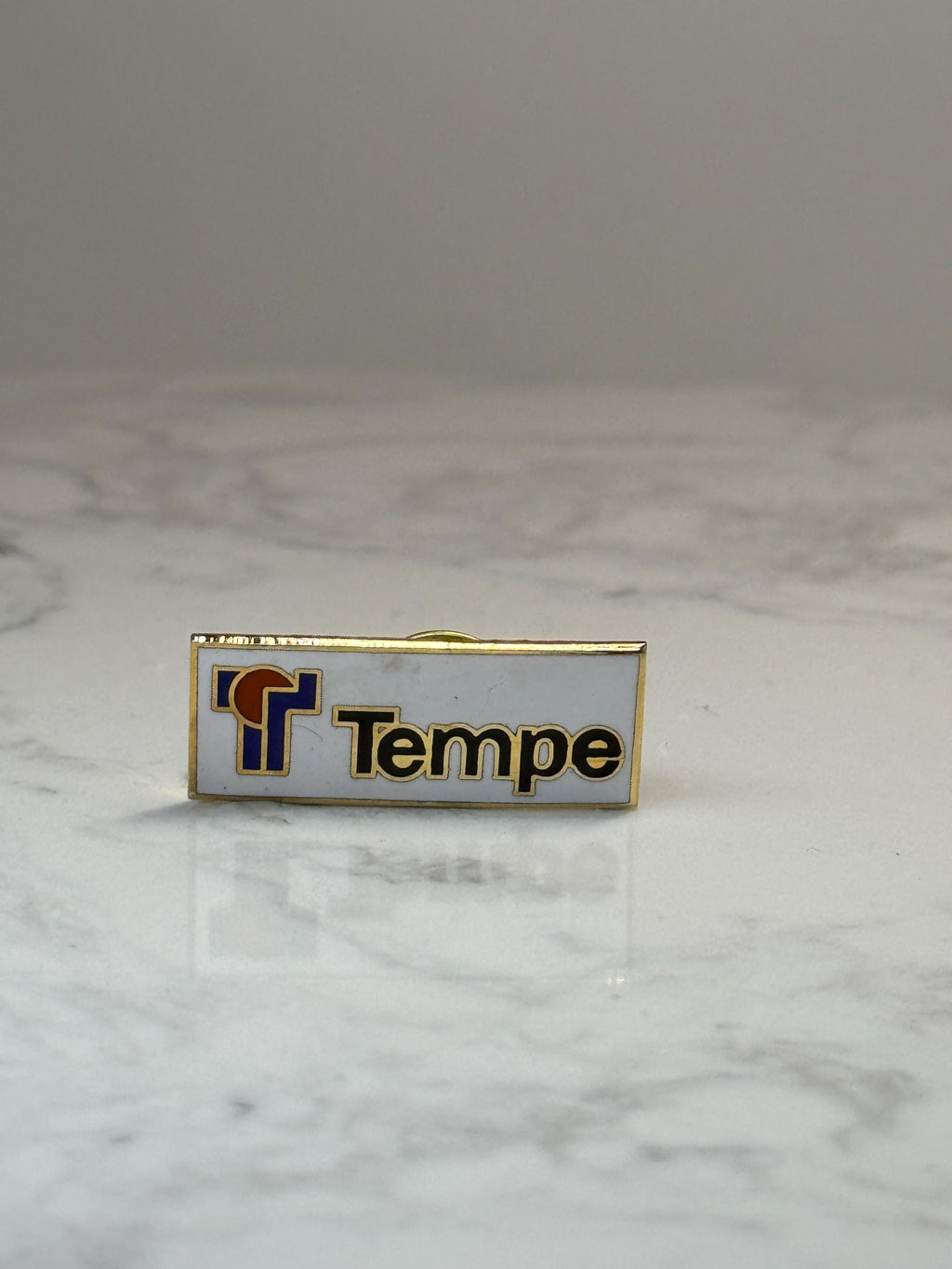Tempe City Lapel Pin: White Enamel Gold Tone - Arizona Souvenir