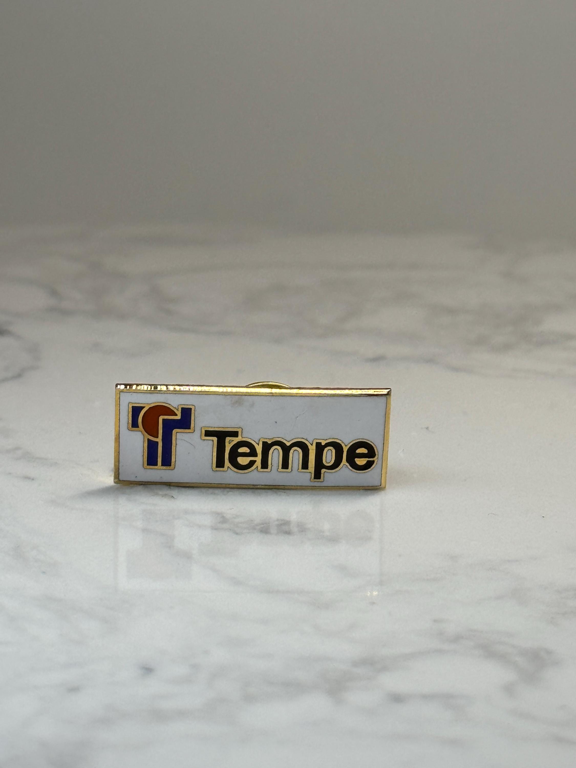 Tempe City Lapel Pin: White Enamel Gold Tone - Arizona Souvenir