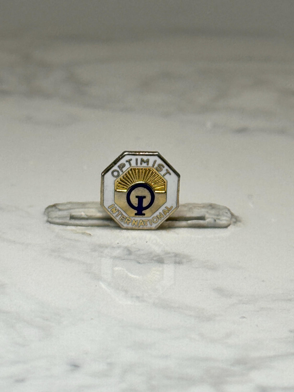 Optimist International Enamel Pin: Gold & White Octagon - Service Club Accessory