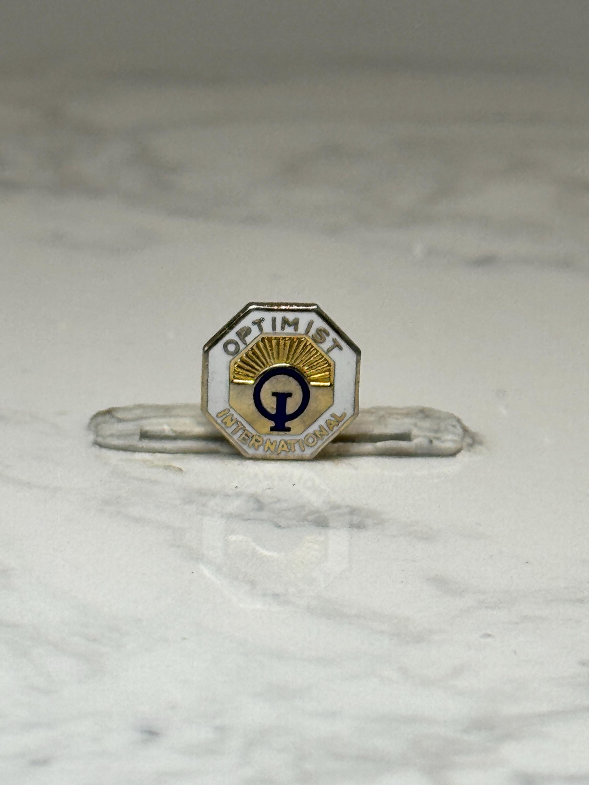 Optimist International Enamel Pin: Gold & White Octagon - Service Club Accessory