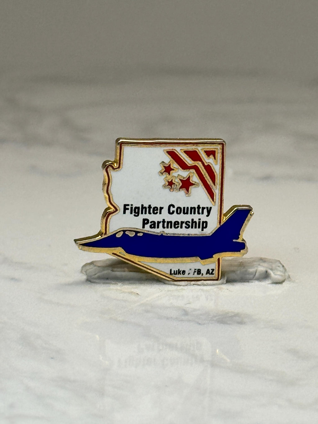 Fighter Country Partnership Enamel Pin: Gold Tone - AZ Military Accessory