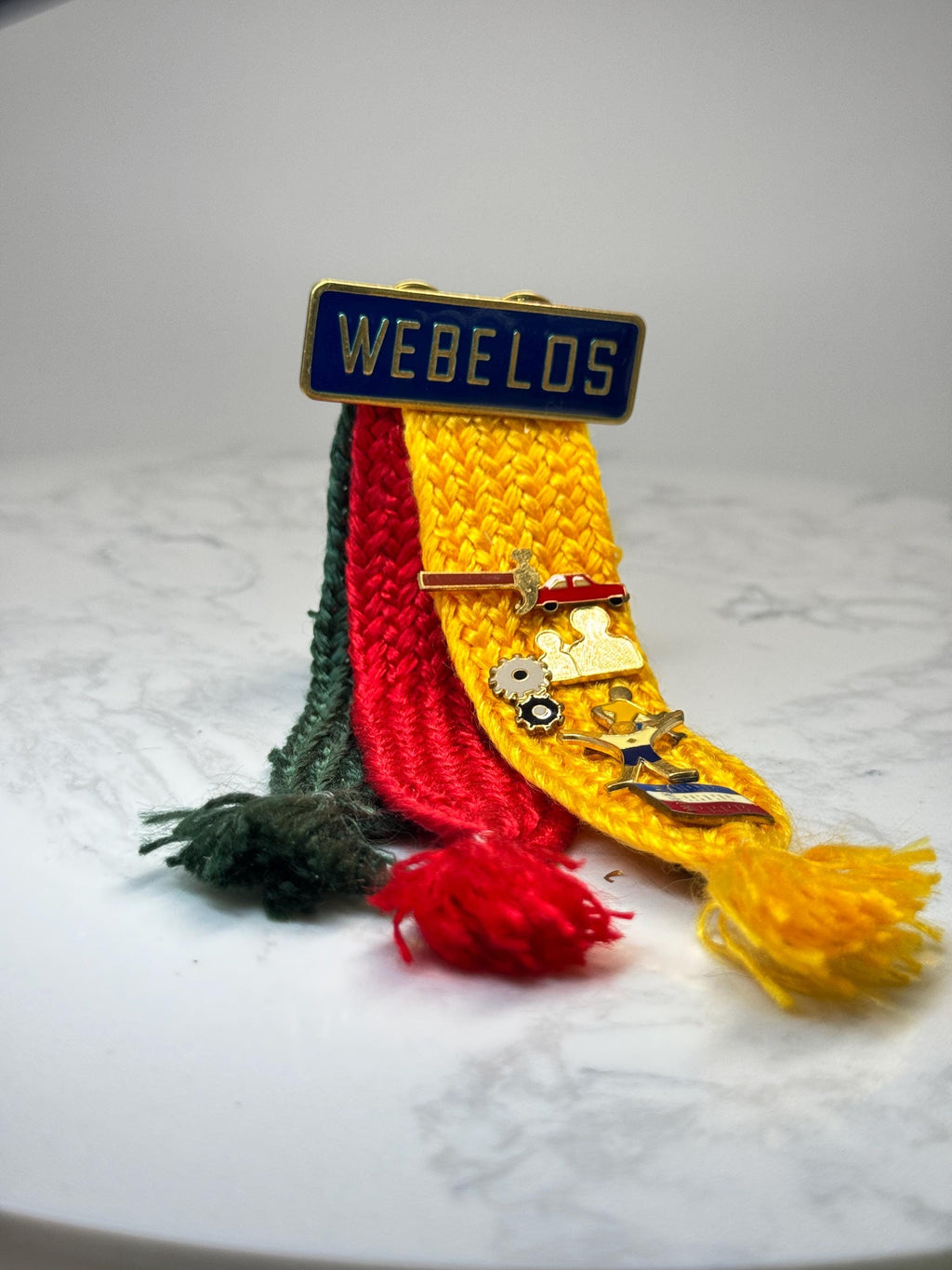 Webelos Scout Pin Set: Blue Enamel Gold Tone - Boy Scouts Accessory