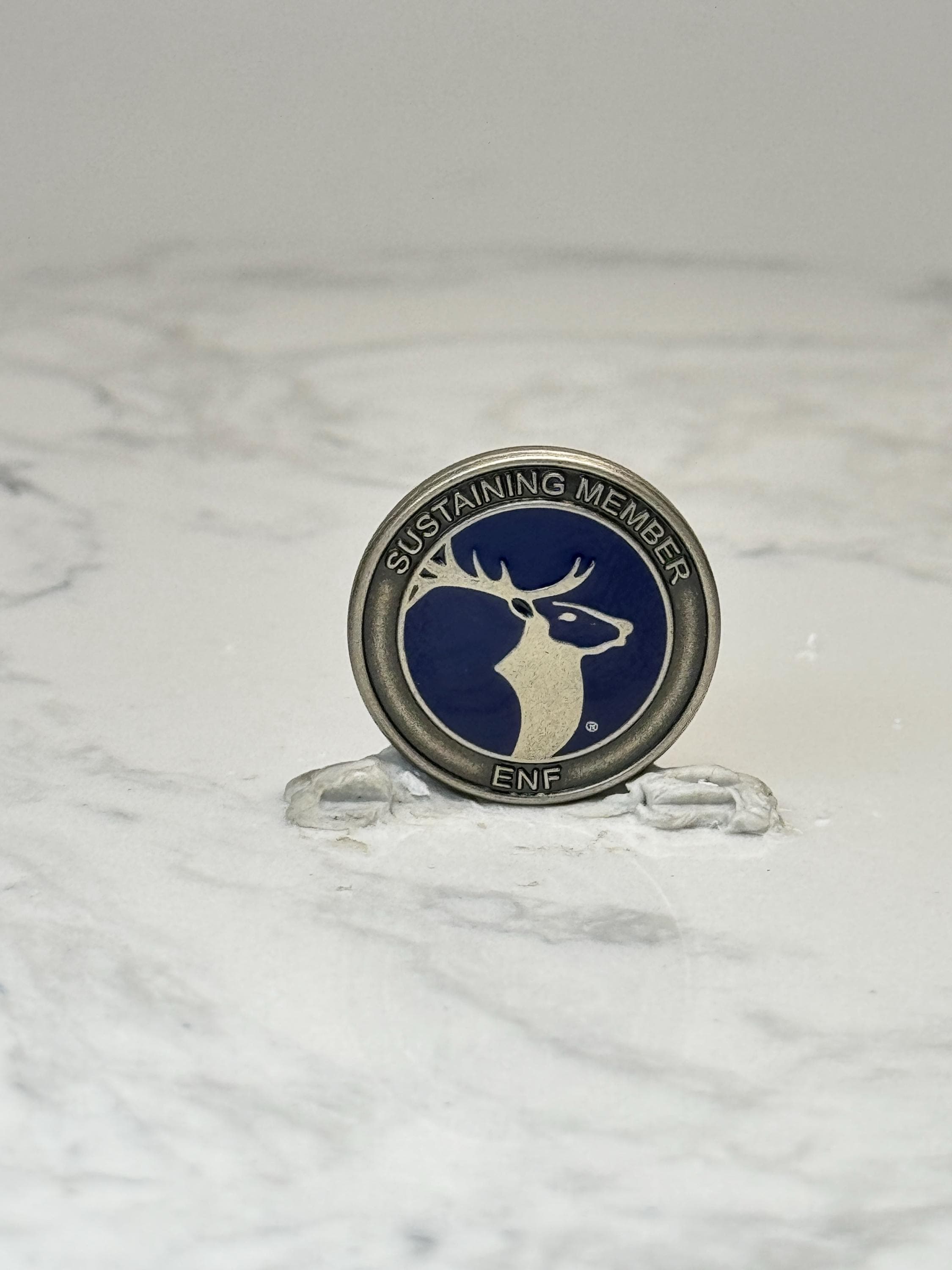 Elk Foundation Sustaining Member Enamel Pin: Blue Silver - Wildlife