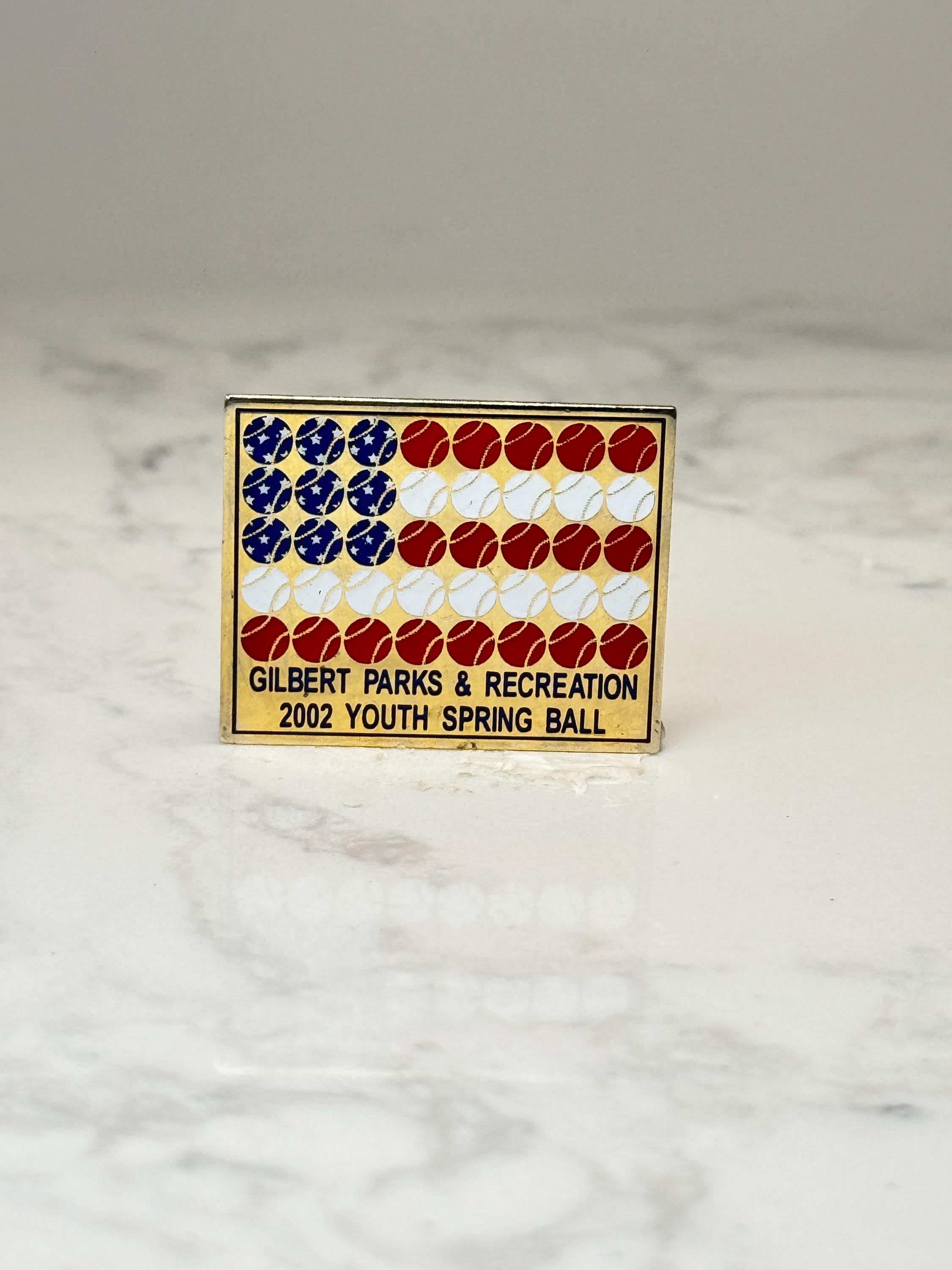Gilbert Parks & Recreation Baseball Pin: Gold Enamel - 2002 Youth Spring Ball Accessory