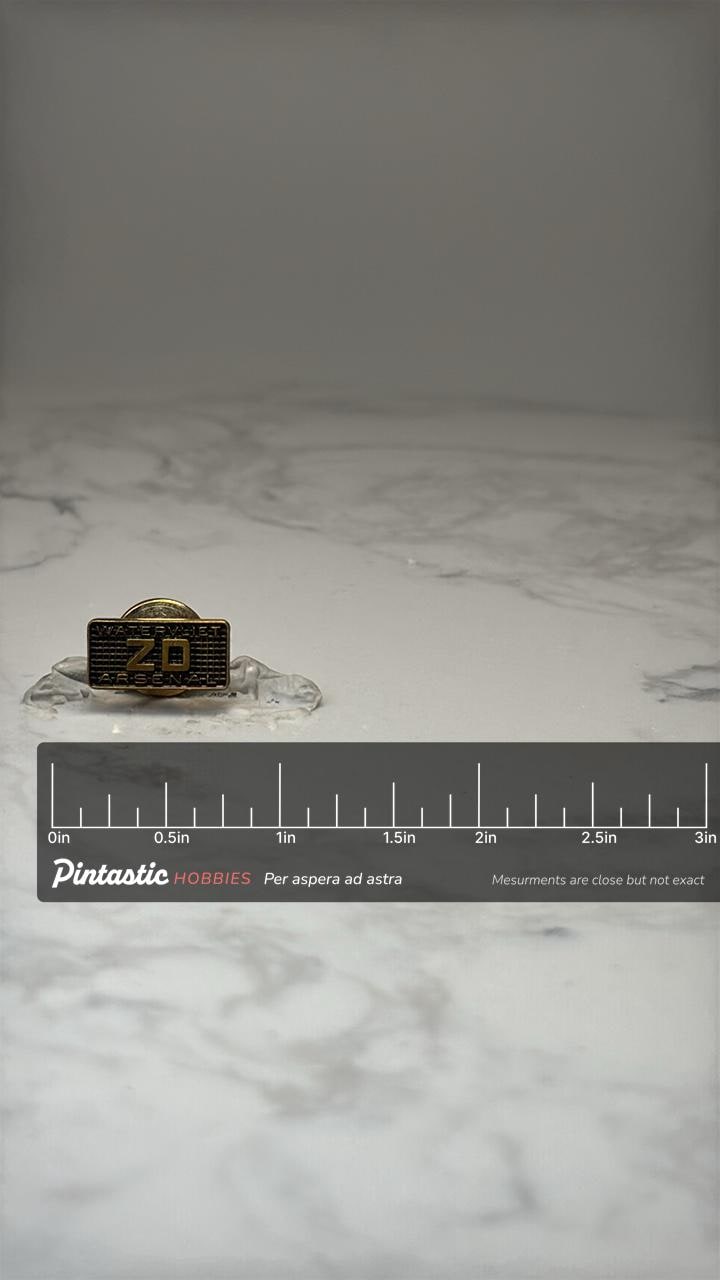 Vintage Watervliet Arsenal ZD Lapel Pin U.S. Army New York Employee Pinback with ruler overlay for size reference
