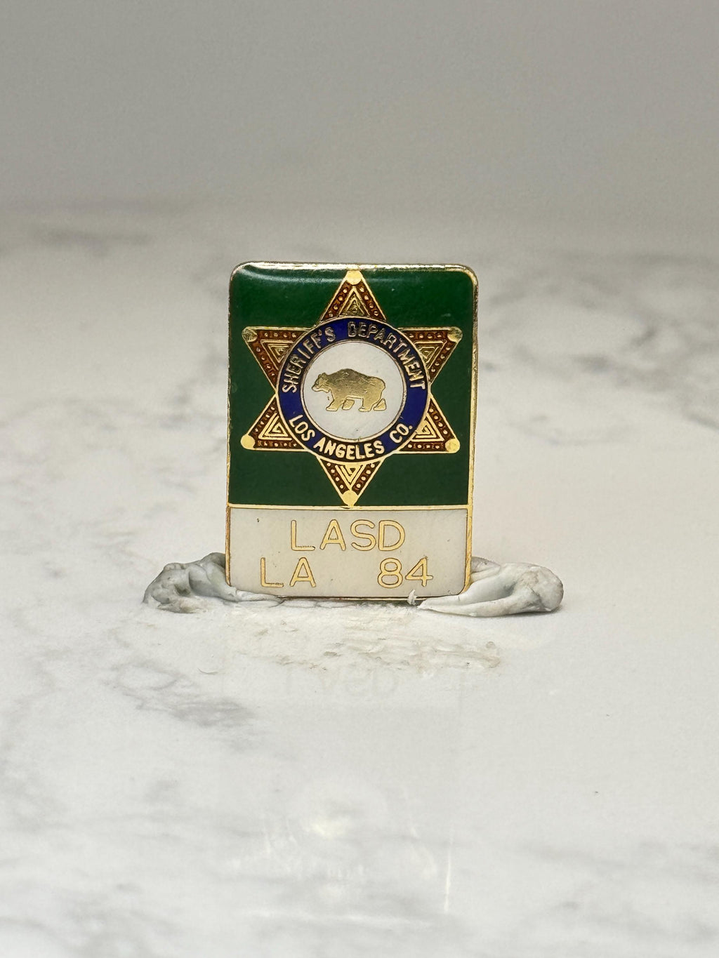 LASD LA 84 Enamel Pin: Green Gold Sheriff Star - 1984 Event