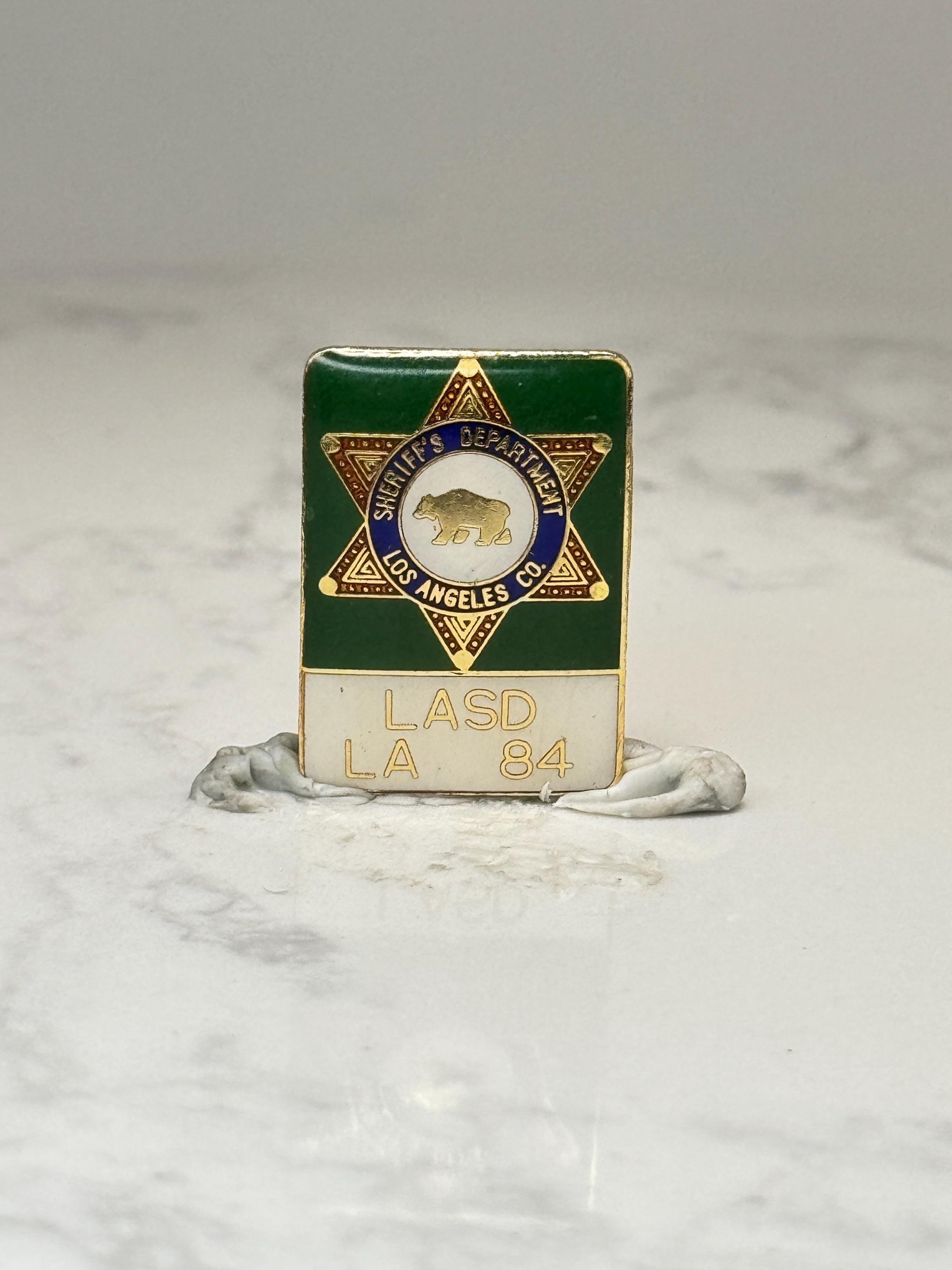LASD LA 84 Enamel Pin: Green Gold Sheriff Star - 1984 Event