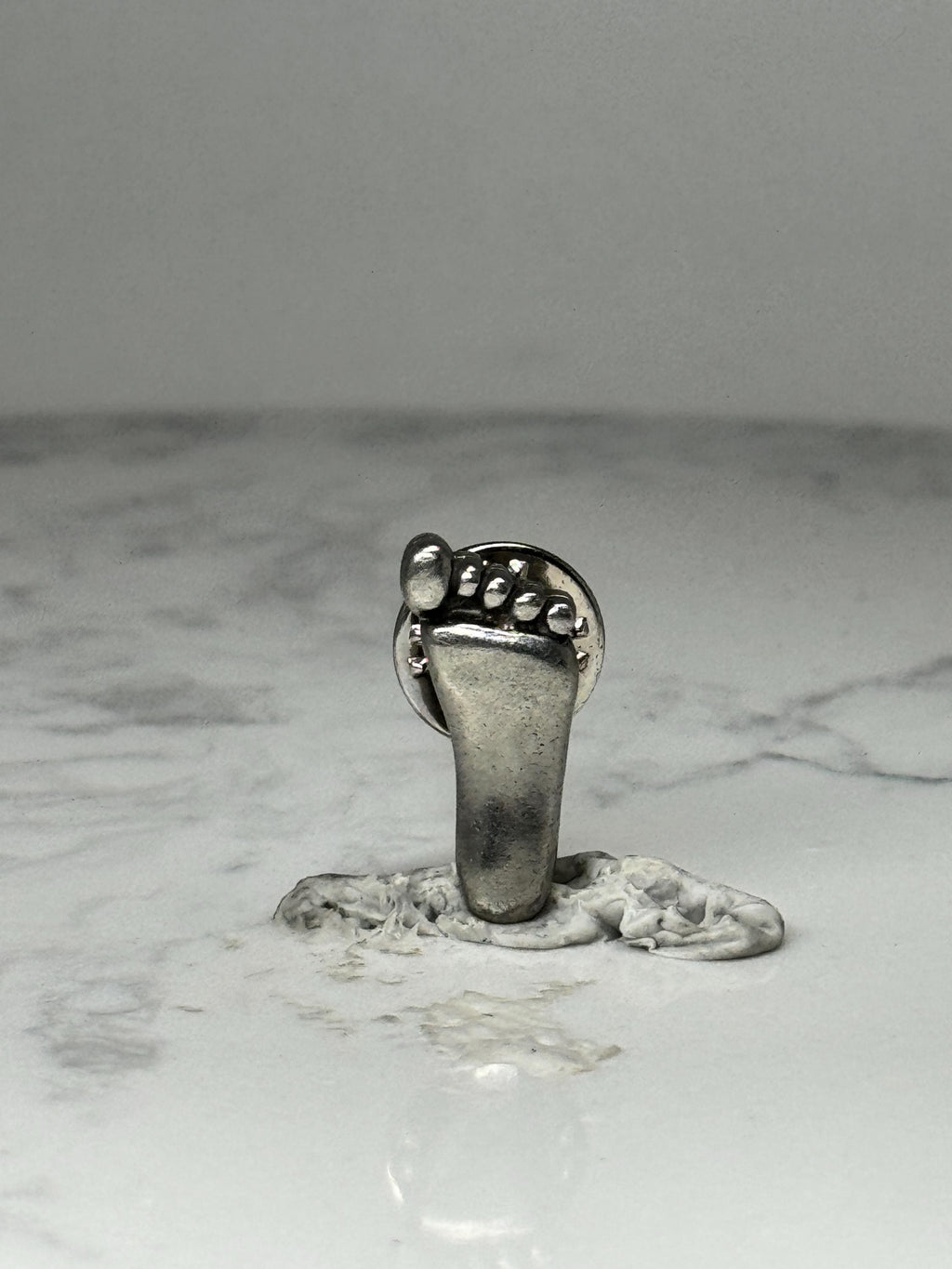 Baby Footprint Lapel Pin: Silver Tone Metal - Novelty Accessory