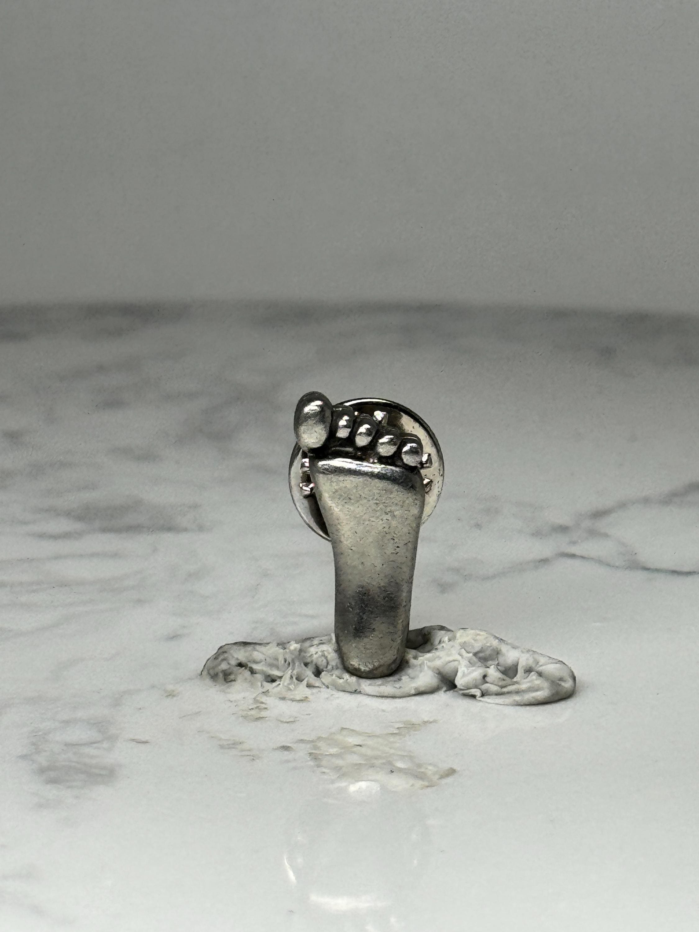 Baby Footprint Lapel Pin: Silver Tone Metal - Novelty Accessory