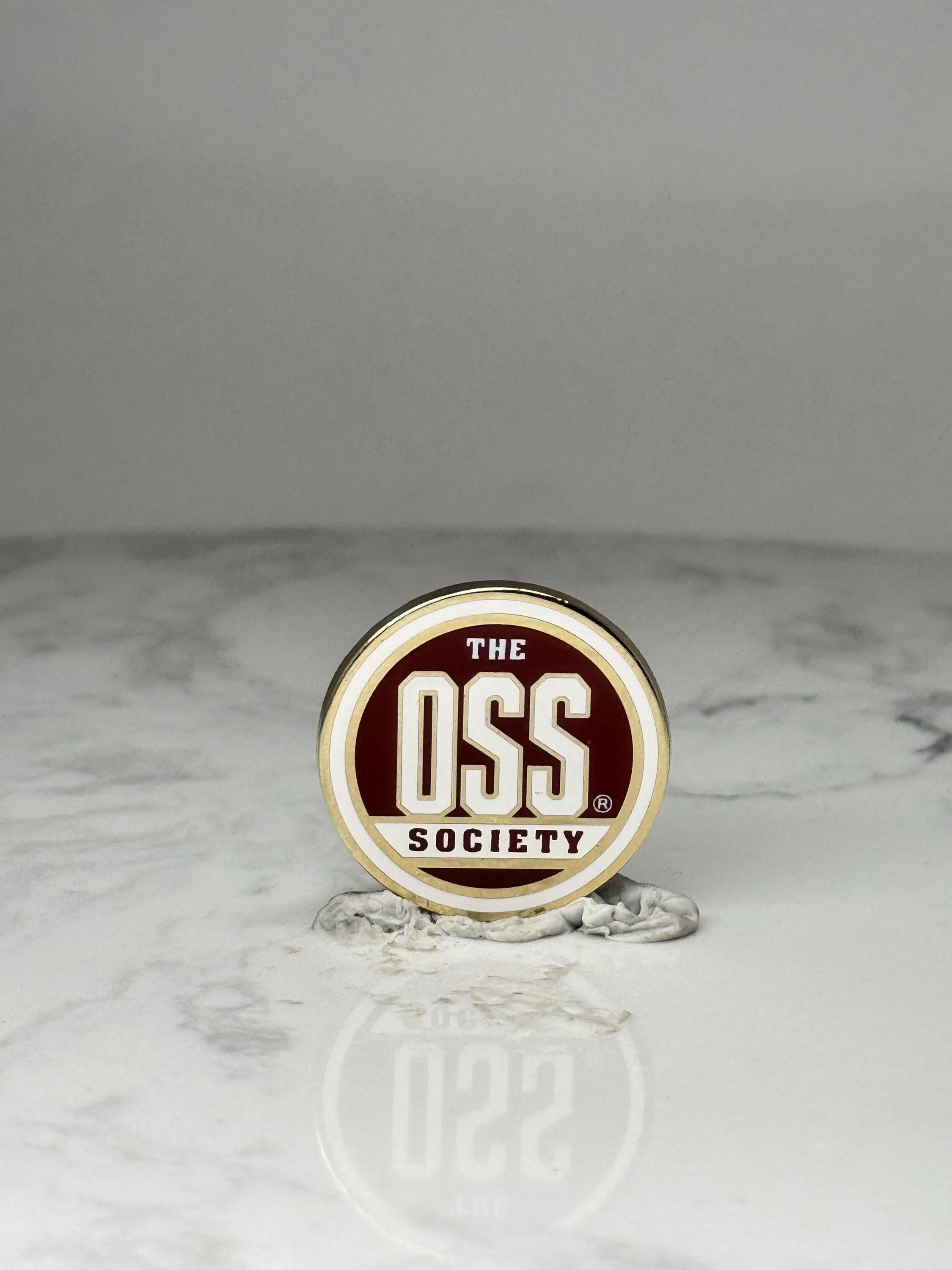 The OSS Society Lapel Pin: Red & Gold Enamel - Military Heritage Accessory