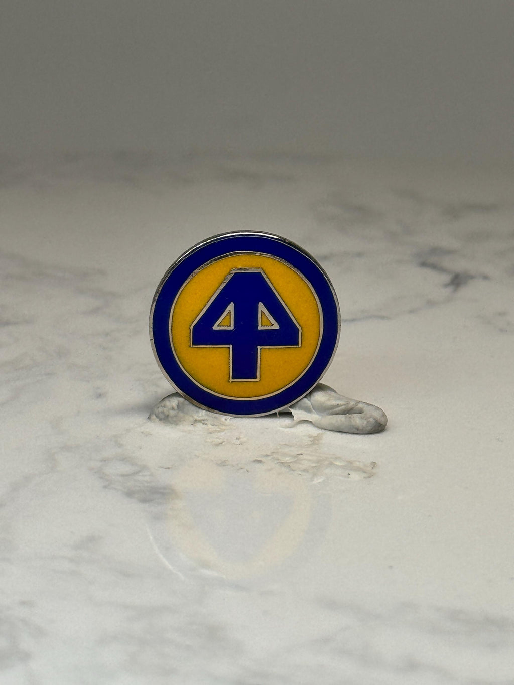 Vintage 44th Infantry Division Military Enamel Lapel Pin Blue Yellow Army Crest