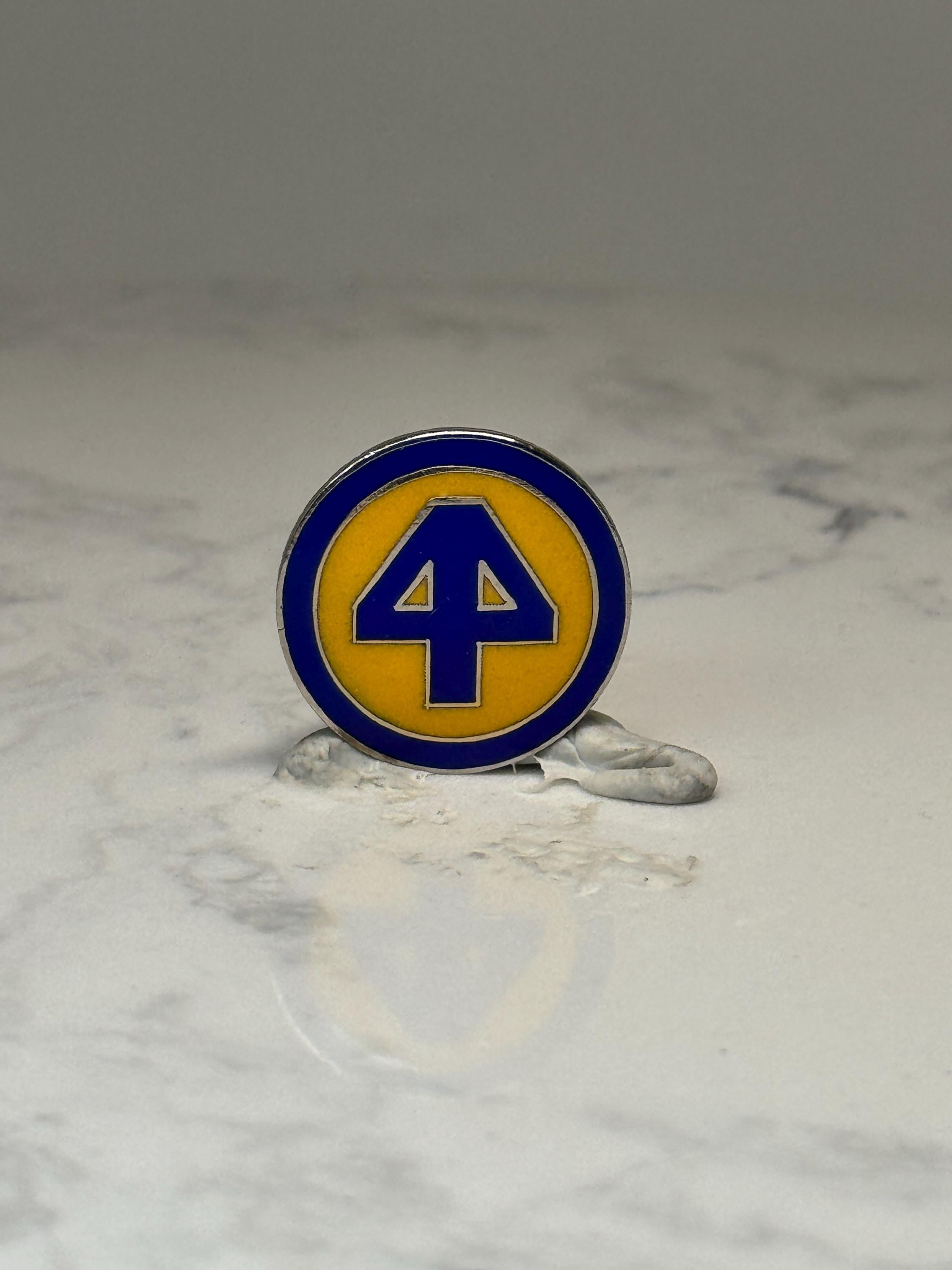 Vintage 44th Infantry Division Military Enamel Lapel Pin Blue Yellow Army Crest