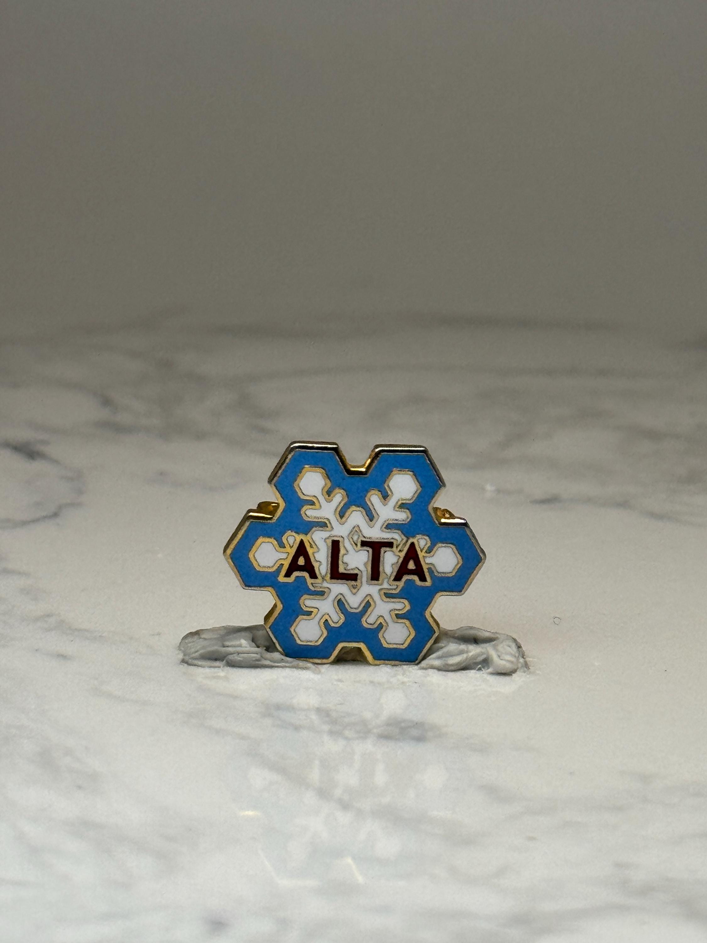 Vintage Alta Ski Resort Snowflake Lapel Pin Utah Skiing Souvenir Enamel Pin