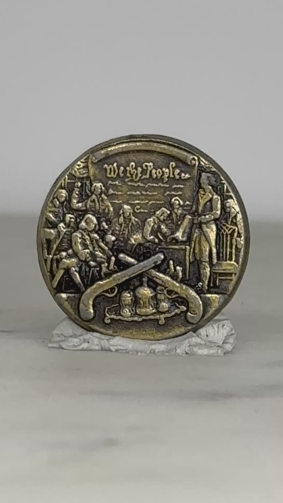 Constitution Signing Pin: Antique Bronze Finish - Patriotic History Accessory